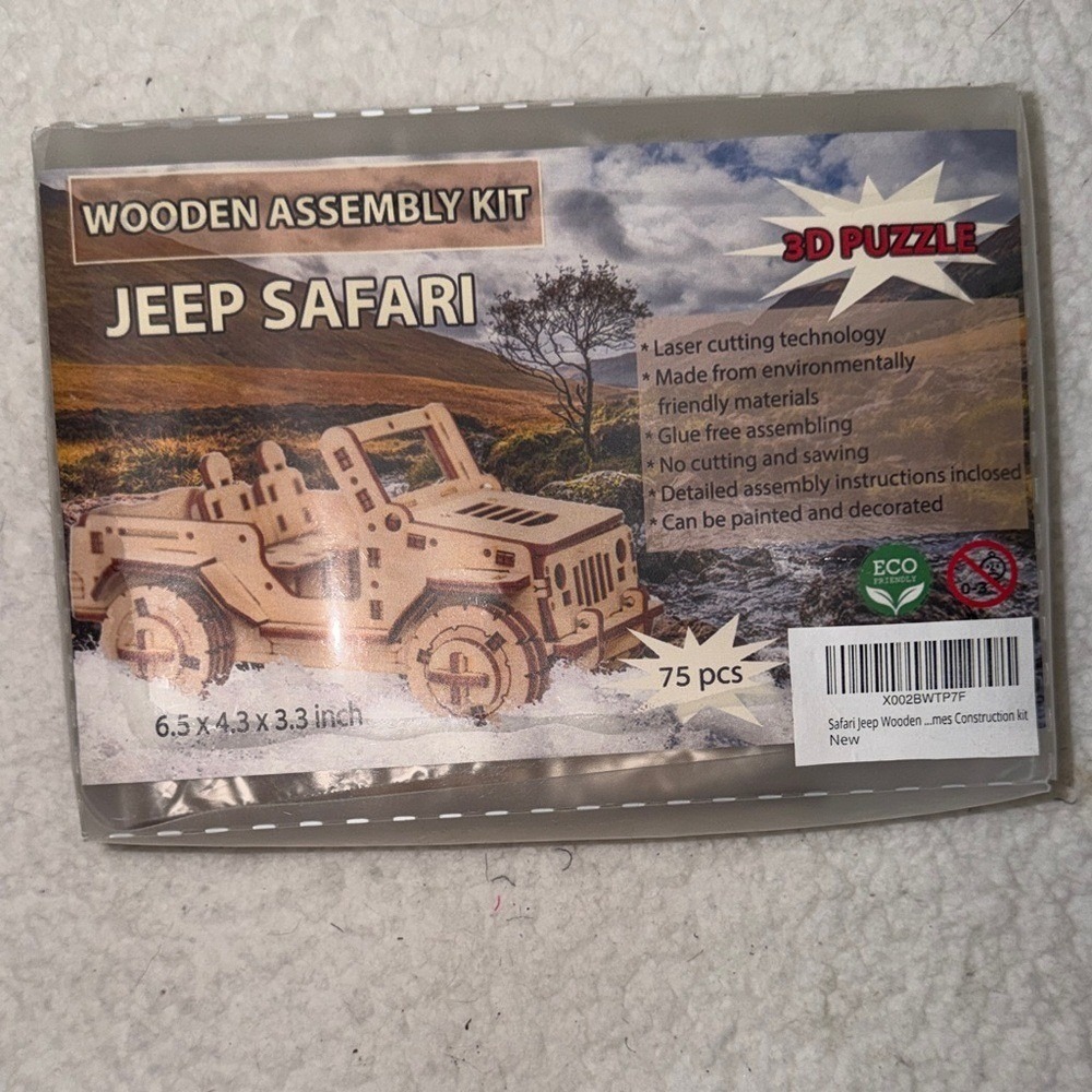 Jeep Safari Wooden Assembly Kit 3D Puzzle 75 Pcs Laser‎ Cut DIY Model X002BWTP7F